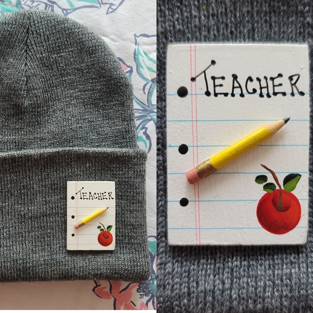 Vintage hand painted Wood Teacher pin